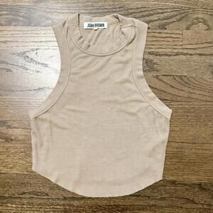 JOAH BROWN Beige Ribbed Tank Top S/M